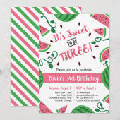 Watermeloen Derde Verjaardag Party Uitnodiging (Voorkant / Achterkant)