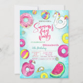 Watermeloen, Donuts, Summer Birthday Party Kaart (Voorkant)