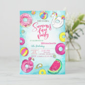 Watermeloen, Donuts, Summer Birthday Party Kaart (Staand voorkant)