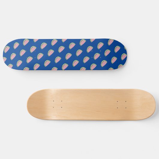 Watermeloen Doodles Pattern Blue Skateboard (Horizontaal)