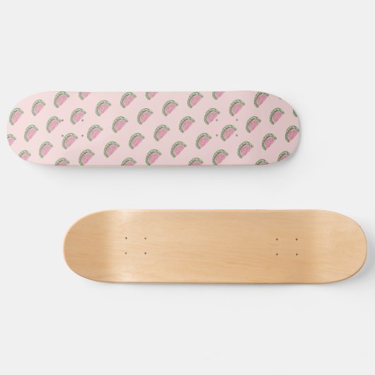 Watermeloen Doodles Pattern Roze Skateboard (Horizontaal)