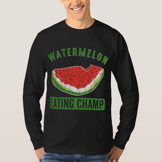 Watermeloen Eating Champ Grappige Zomer Fruit Love T-shirt (Voorkant)