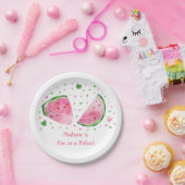Watermeloen één in een meloen-dag papieren bordje (Feest)