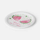 Watermeloen één in een meloen-dag papieren bordje (Gekanteld)