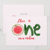 Watermeloen één in een meloen eerste verjaardag kaart (Voorkant / Achterkant)