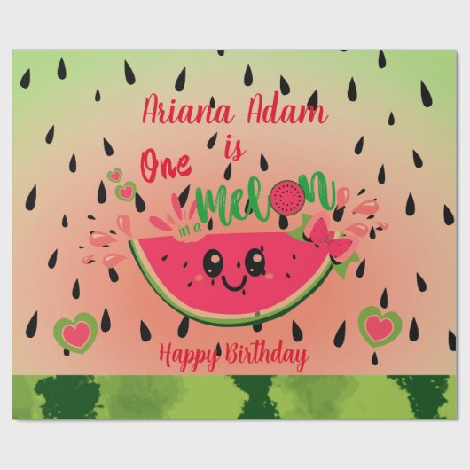 Watermeloen Een in een meloen Meisje's Eerste Verj Cadeaupapier (Vlak)