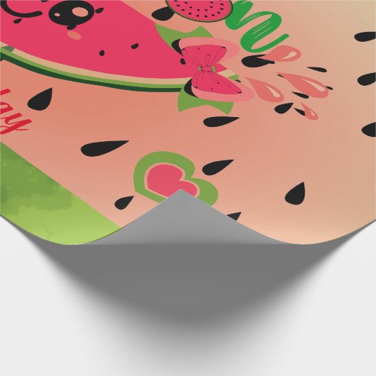 Watermeloen Een in een meloen Meisje's Eerste Verj Cadeaupapier (Hoek)