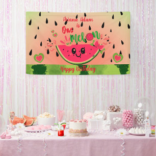 Watermeloen Een in een meloen Meisje's Eerste Verj Spandoek