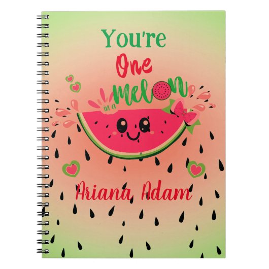 Watermeloen Eén In Een Meloen Meisjes Verjaardag N Notitieboek (Voorkant)