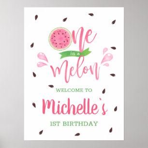 Watermeloen Eén in een Meloen Welkom 1e Verjaardag Poster