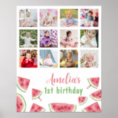 Watermeloen Eerste Jaar Foto Mijlpaal teken Poster (Voorkant)