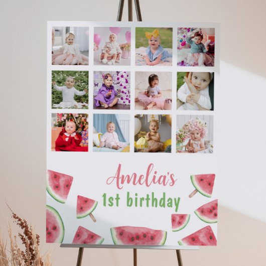 Watermeloen Eerste Jaar Foto Mijlpaal teken Poster