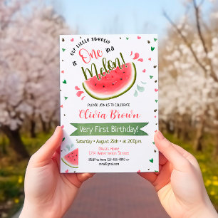 Watermeloen Eerste Verjaardag Een in een Meloen Ui Kaart