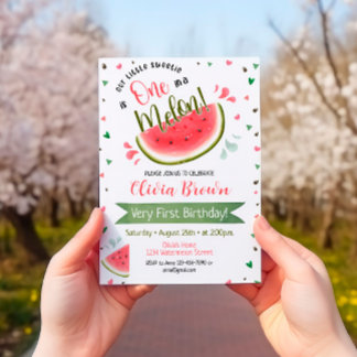 Watermeloen Eerste Verjaardag Een in een Meloen Ui Kaart