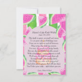 Watermeloen eerste verjaardag taartmes gedicht kaart (Voorkant)