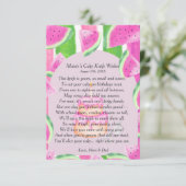 Watermeloen eerste verjaardag taartmes gedicht kaart (Staand voorkant)