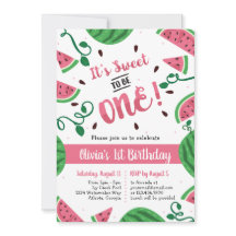 Watermeloen Eerste Verjaardagsfeestuitnodiging