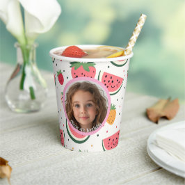 Watermeloen en aardbeien foto en naam Papier Papieren Bekers