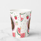 Watermeloen en aardbeien foto en naam Papier Papieren Bekers (Rechts)