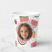 Watermeloen en aardbeien foto en naam Papier Papieren Bekers (Voorkant)