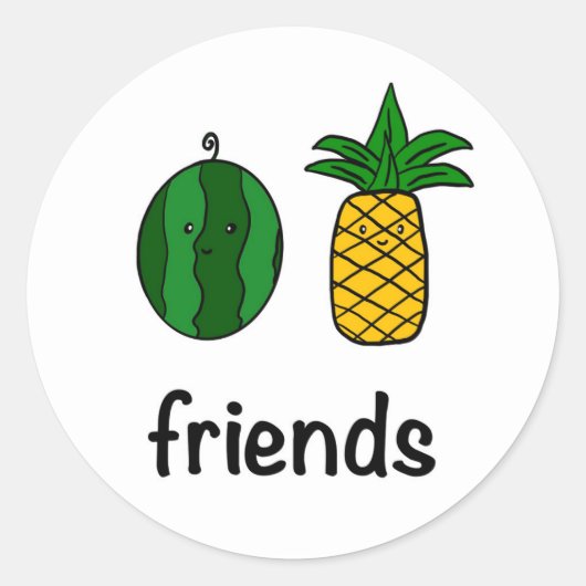 Watermeloen en ananas vrienden Sticker (Voorkant)