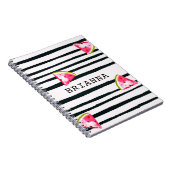 Watermeloen en Black Stripe Summer Chic Notitieboek (Rechterzijde)