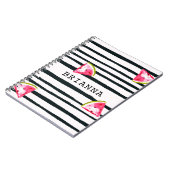 Watermeloen en Black Stripe Summer Chic Notitieboek (Linkerzijde)