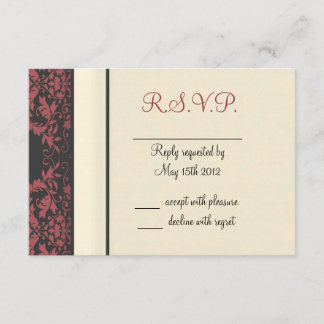 Watermeloen en cram Damask Wedding RSVP Kaartje