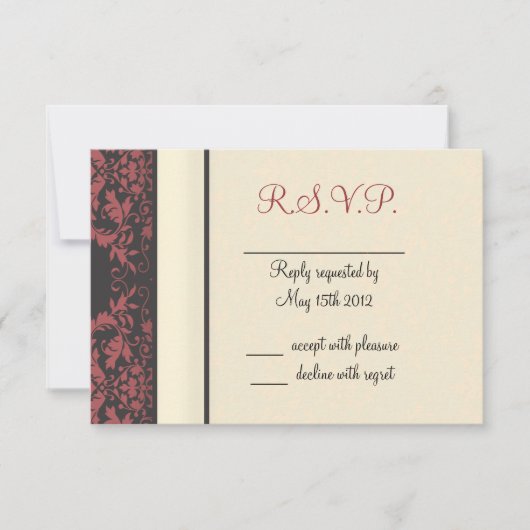 Watermeloen en cram Damask Wedding RSVP Kaartje (Voorkant)