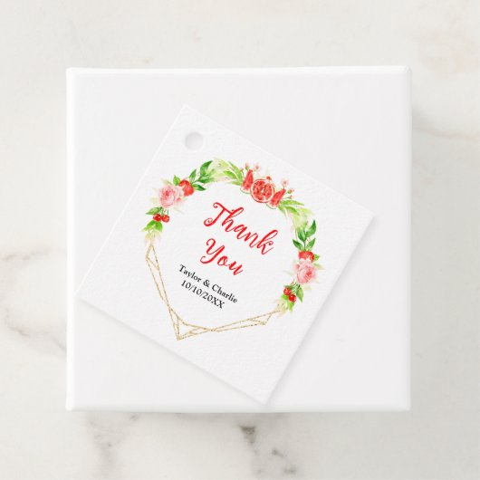 Watermeloen en granaatappel bruiloft dank u bedankjes labels (In situ)