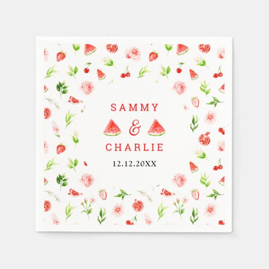 Watermeloen en granaatappel bruiloft servet (Voorkant)