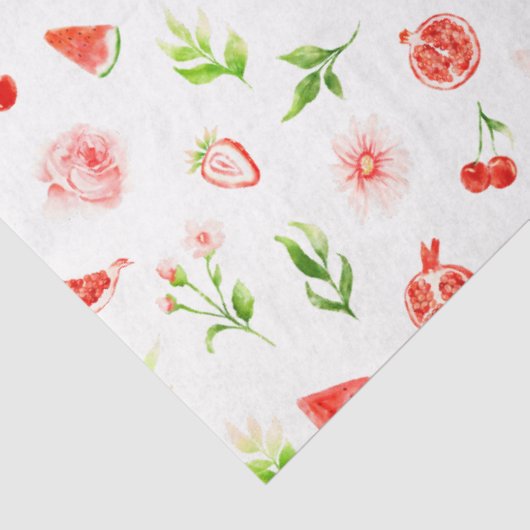 Watermeloen en Granaatappel Patroon Tissuepapier (Detail)