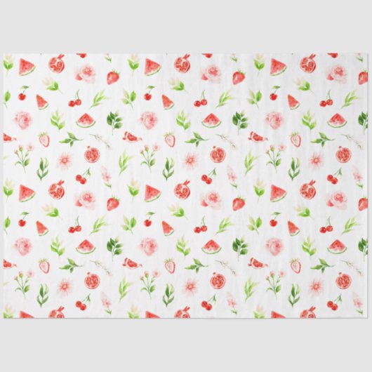 Watermeloen en Granaatappel Patroon Tissuepapier (Voorkant)