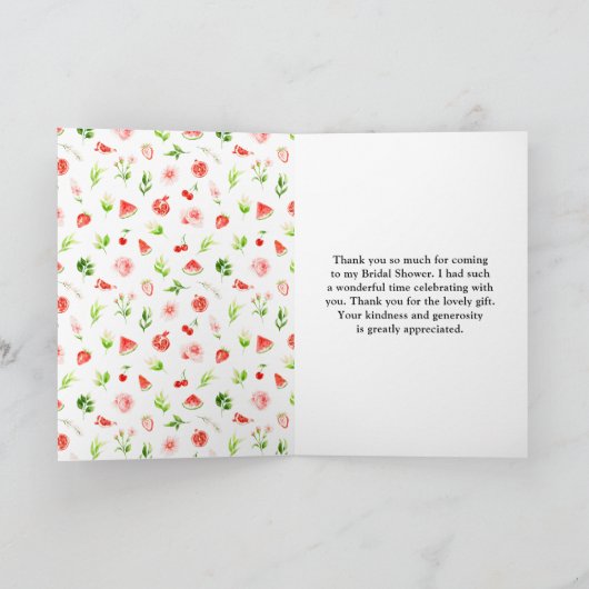 Watermeloen en granaatappel Vrijgezellenfeest Bedankkaart (Binnen)