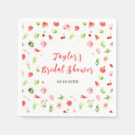 Watermeloen en granaatappel Vrijgezellenfeest Servet (Voorkant)