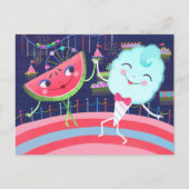 Watermeloen en Katoen Snoep Carnaval Briefkaart (Voorkant)