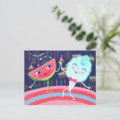Watermeloen en Katoen Snoep Carnaval Briefkaart (Staand voorkant)