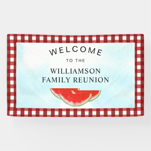 Watermeloen Familie Reünie Welkom Spandoek (Horizontaal)