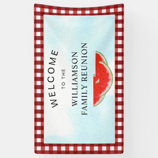 Watermeloen Familie Reünie Welkom Spandoek (Verticaal)
