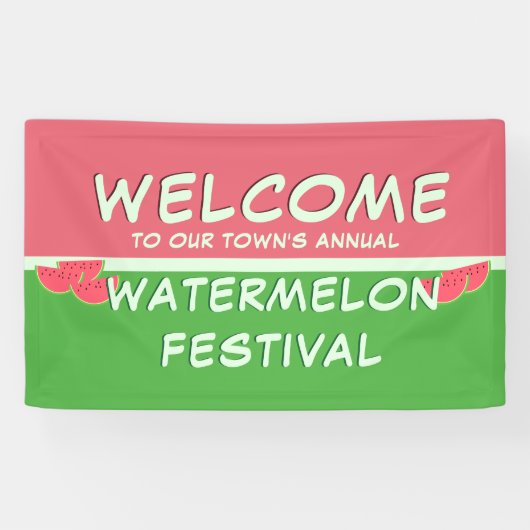 Watermeloen Festival Welkomstbanner Spandoek (Horizontaal)