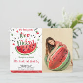 Watermeloen foto uitnodiging (Staand voorkant)