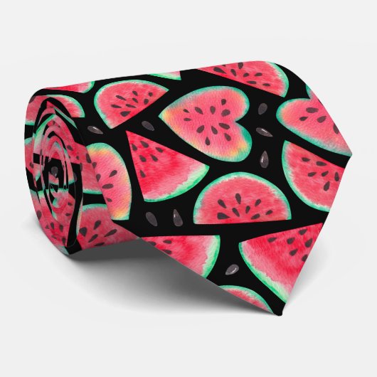 Watermeloen Fruit Patroon Necktie Stropdas (Opgerold)