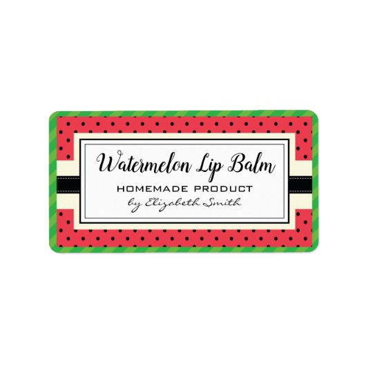 Watermeloen fruit smaak zelfgemaakte lippenbalsem etiket (Voorkant)