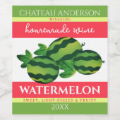 Watermeloen fruit zelfgemaakte wijn gepersonalisee wijn etiket (Enkel label)