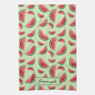 Watermeloen Fruitpatroon Op Groen Met Aangepaste N Theedoek