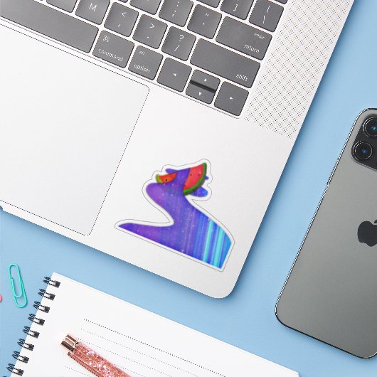 Watermeloen Galaxy Sticker (Laptop met iPhone)