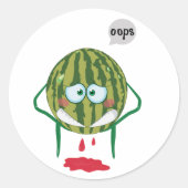 Watermeloen, gebrand ronde sticker (Voorkant)