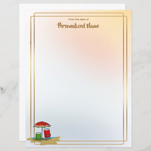 Watermeloen Golven Ongelijnd Papieren Blad (Voorkant / Achterkant)