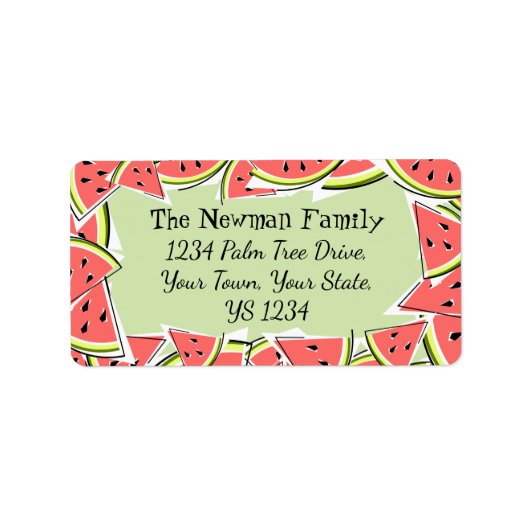 Watermeloen Groen Lijst Etiket (Voorkant)