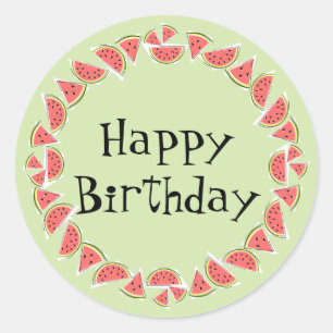 Watermeloen groene artikelen Cirkel Happy Birthday Ronde Sticker